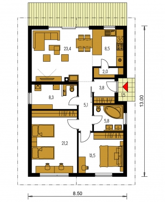 Floor plan of ground floor - BUNGALOW 227